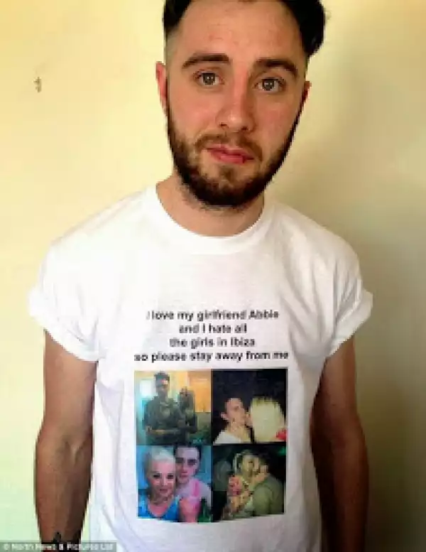 A Very Possessive girlfriend makes boyfriend wear humiliating T-shirt as he holidays without her 