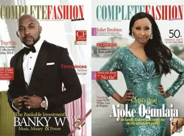Banky W & Ajoke Ogunlaja cover Oct. issue of Complete fashion
