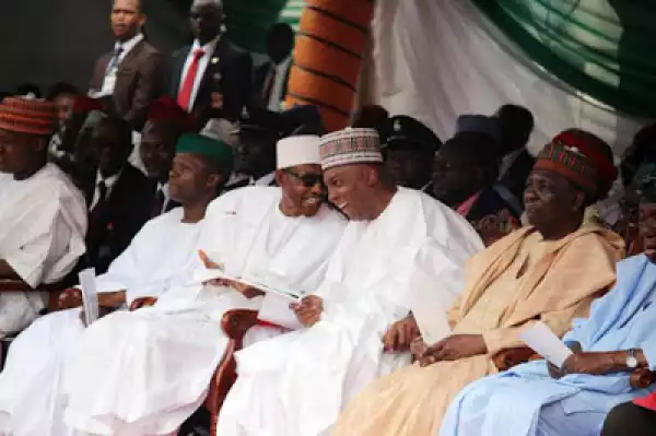 Photos: Buhari & Saraki Smile At Each Other During Independence Day Celebration