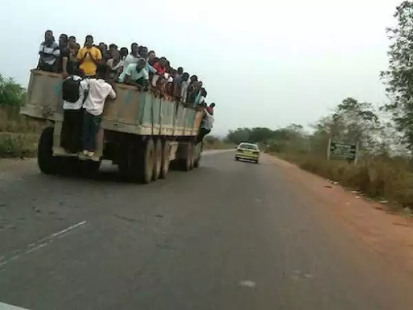 See How Polytechnic Students Hang On Truck As Means Of Transportation