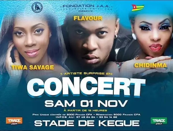 Tiwa Savage, Flavour, Chidinma for Togo concert