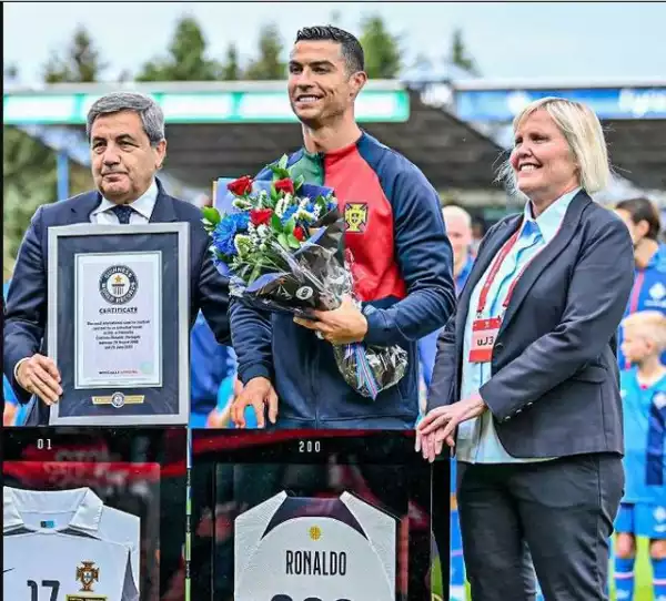 Cristiano Ronaldo receives Guinness World Record certificate after making 200th international appearances