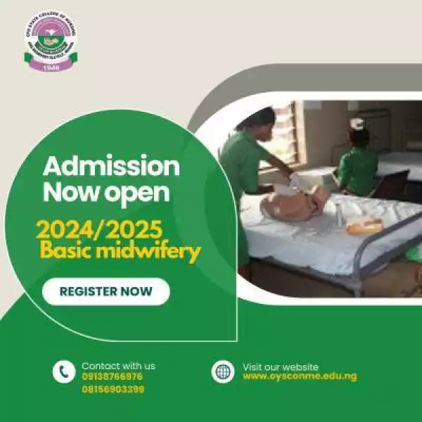 Oyo State College of Nursing Basic Midwifery Admission, 2024/2025