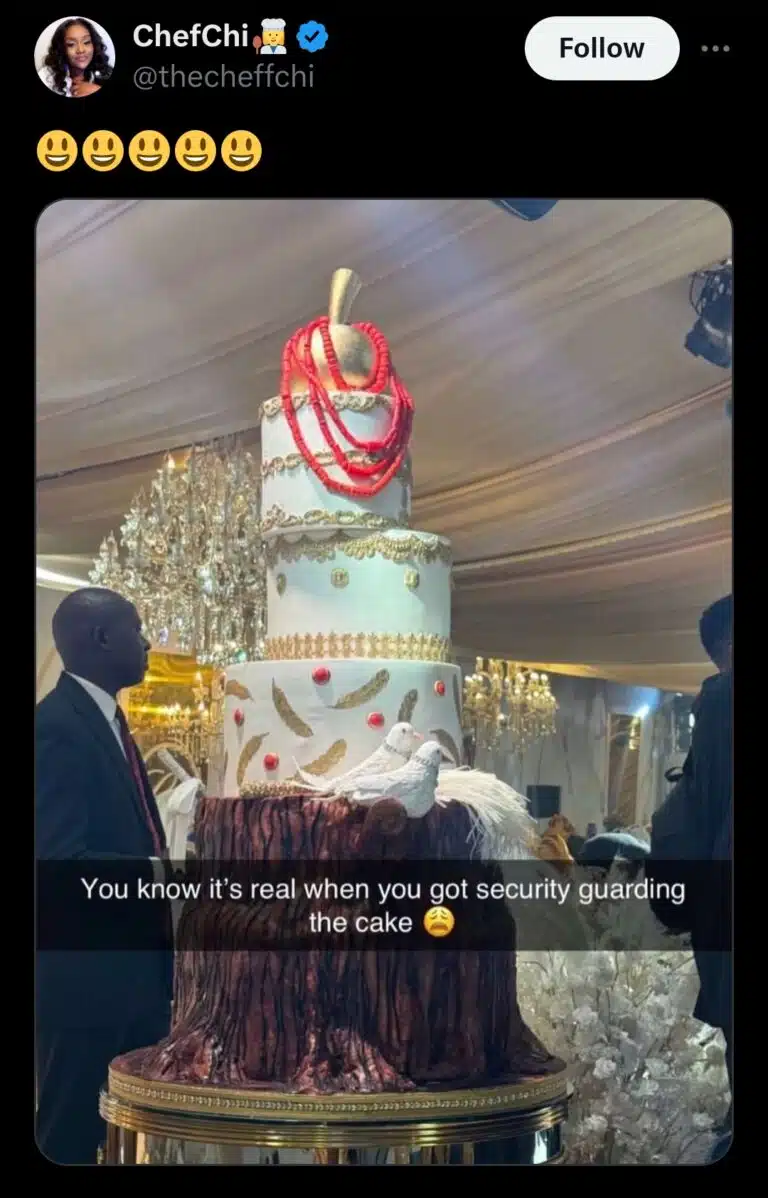 Davido’s wedding cake gets security guard
