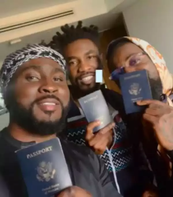 BBNaija Housemates, Pere, Boma And Michael, Flaunt Their American Passports (Video)