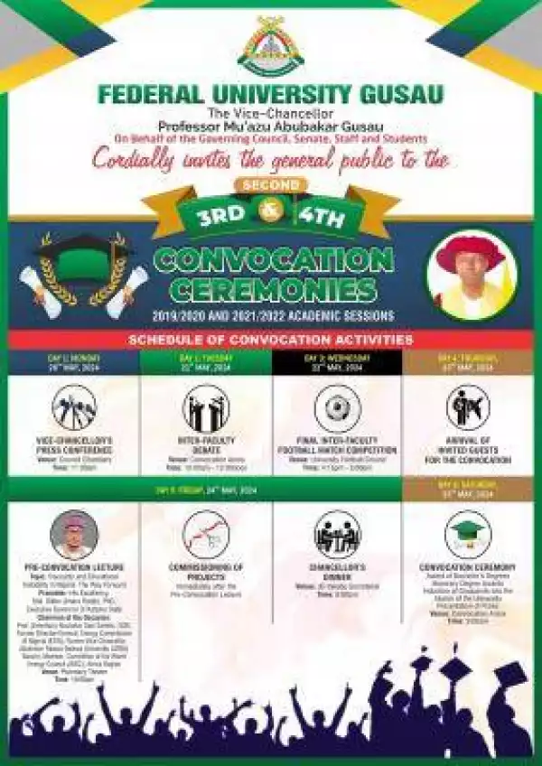 Fed University Gusau announces 2nd, 3rd & 4th convocation ceremony