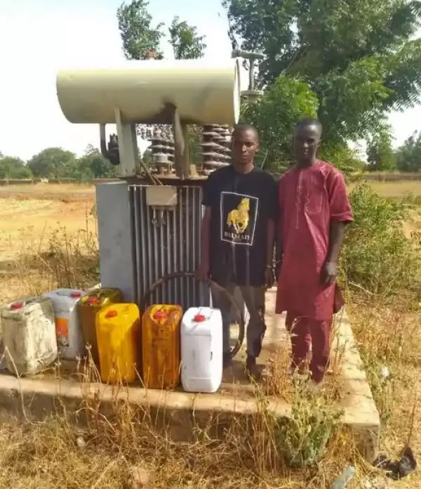 Photo Of Two Suspects Arrested By Police For Vandalising Electricity Transformer In Yobe