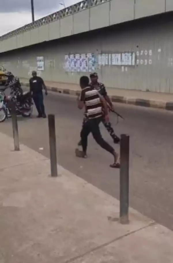 Police Officers Seen Assaulting Okada Rider With Weapon (Video)