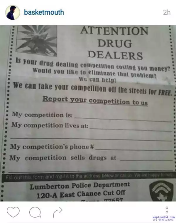 So hilarious!!!  Police now Compensating drug dealers? 